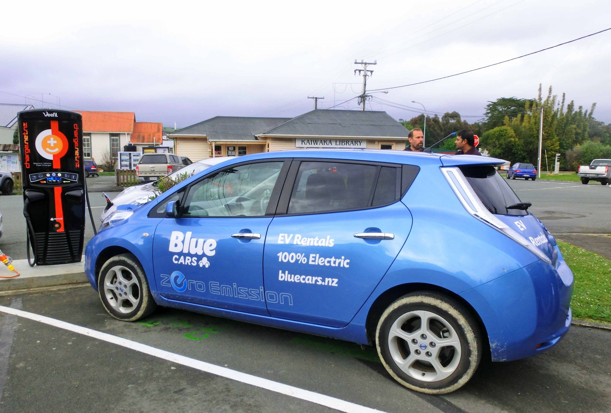 Blue Cars Leaf at First Fast Charger